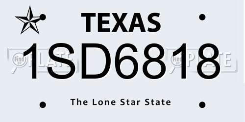 1SD6818 Texas License Plate