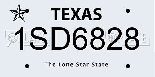 1SD6828 Texas License Plate