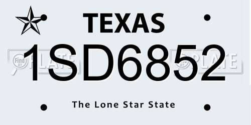 1SD6852 Texas License Plate