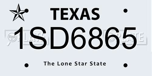 1SD6865 Texas License Plate