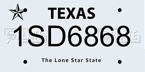 1SD6868 Texas License Plate