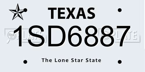 1SD6887 Texas License Plate