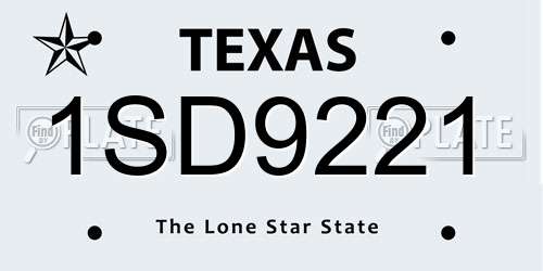 1SD9221 Texas License Plate
