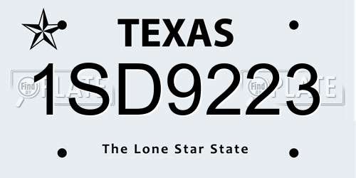 1SD9223 Texas License Plate