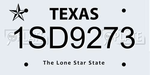 1SD9273 Texas License Plate