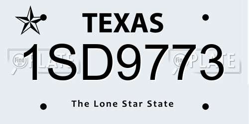 1SD9773 Texas License Plate