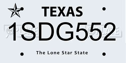 1SDG552 Texas License Plate