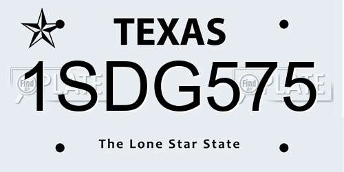 1SDG575 Texas License Plate