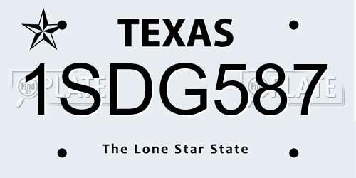 1SDG587 Texas License Plate