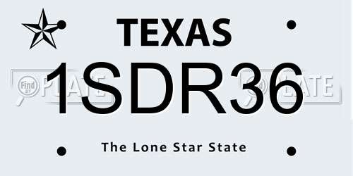 1SDR36 Texas License Plate