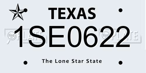 1SE0622 Texas License Plate