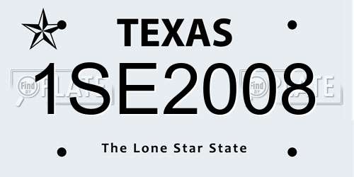 1SE2008 Texas License Plate