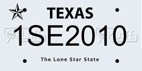 1SE2010 Texas License Plate