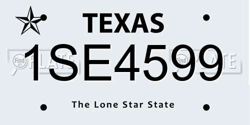 1SE4599 Texas License Plate