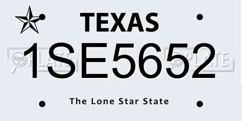 1SE5652 Texas License Plate