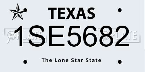 1SE5682 Texas License Plate