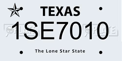 1SE7010 Texas License Plate