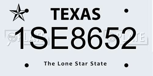 1SE8652 Texas License Plate