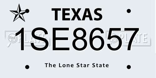 1SE8657 Texas License Plate