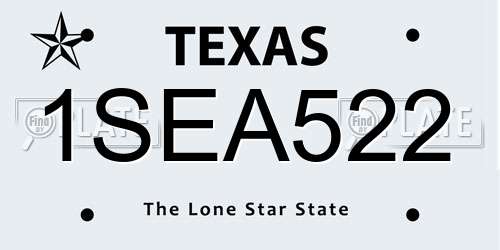 1SEA522 Texas License Plate