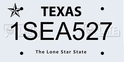 1SEA527 Texas License Plate