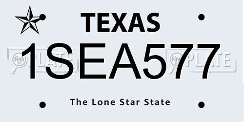 1SEA577 Texas License Plate