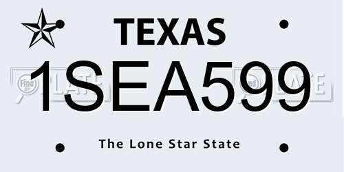 1SEA599 Texas License Plate