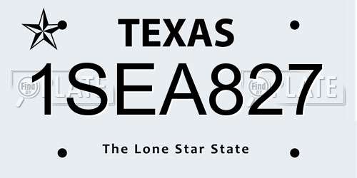 1SEA827 Texas License Plate