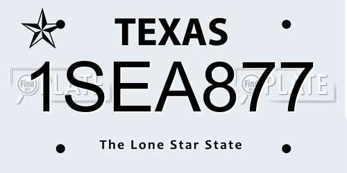 1SEA877 Texas License Plate