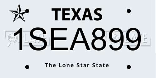 1SEA899 Texas License Plate