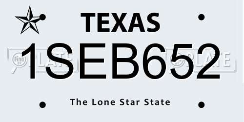1SEB652 Texas License Plate