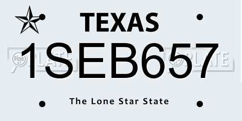 1SEB657 Texas License Plate