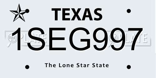 1SEG997 Texas License Plate
