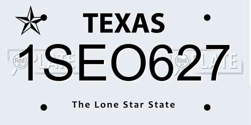 1SEO627 Texas License Plate