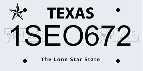 1SEO672 Texas License Plate
