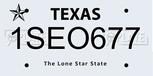 1SEO677 Texas License Plate