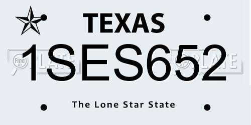 1SES652 Texas License Plate