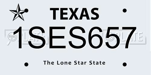 1SES657 Texas License Plate