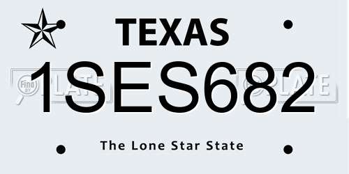1SES682 Texas License Plate