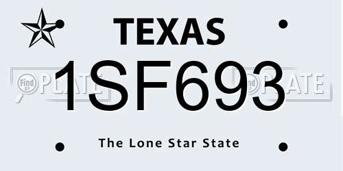 1SF693 Texas License Plate