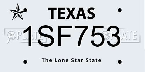 1SF753 Texas License Plate