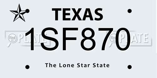 1SF870 Texas License Plate