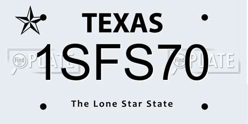 1SFS70 Texas License Plate