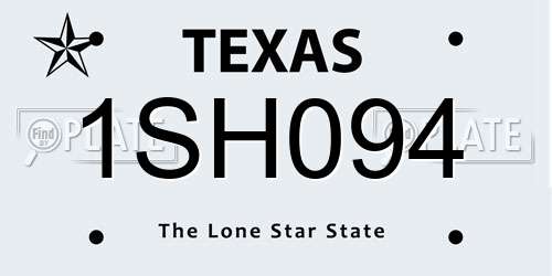 1SH094 Texas License Plate