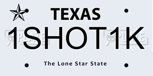 1SHOT1K Texas License Plate