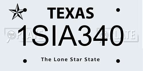 1SIA340 Texas License Plate