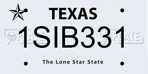 1SIB331 Texas License Plate