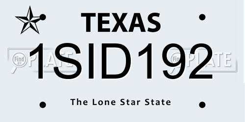 1SID192 Texas License Plate