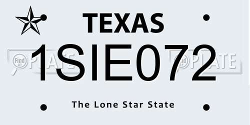 1SIE072 Texas License Plate