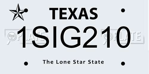 1SIG210 Texas License Plate